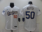 Dodgers 50 Mookie Betts White Nike 2021 Gold Program Flexbase Jersey,baseball caps,new era cap wholesale,wholesale hats